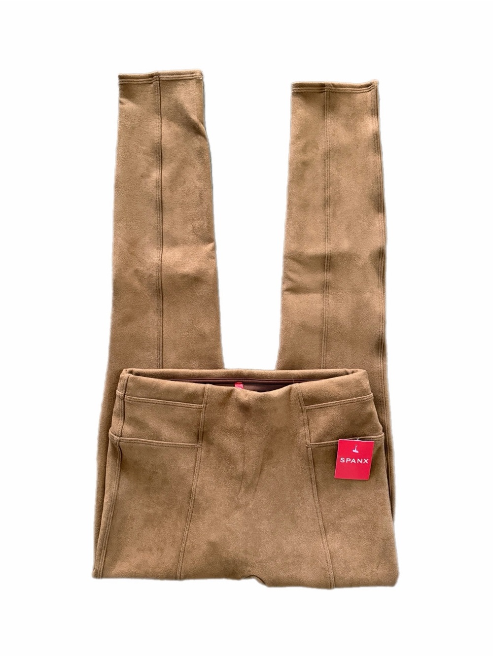 SPANX Faux Suede Leggings Caramel Brown High Rise Skinny Pants NWT S/P
